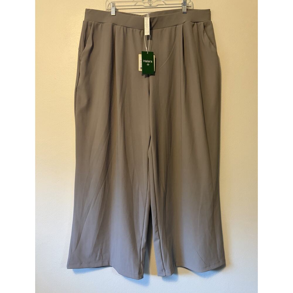 Halara Pants Wide Leg Micro Waffle Flex Pull On Stretch Women’s 2X Gray New